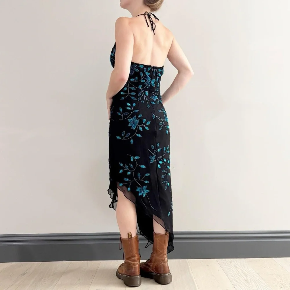 Y2k glam RARE Cache beaded asymmetrical formal dress - Picture 3 of 6